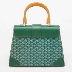 Pre Owned Goyard Green Goyardine Coated Canvas and Leather Saigon MM Top Handle Bag