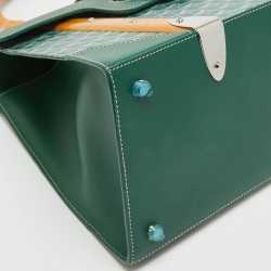 Pre Owned Goyard Green Goyardine Coated Canvas and Leather Saigon MM Top Handle Bag