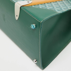 Pre Owned Goyard Green Goyardine Coated Canvas and Leather Saigon MM Top Handle Bag
