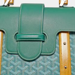 Pre Owned Goyard Green Goyardine Coated Canvas and Leather Saigon MM Top Handle Bag