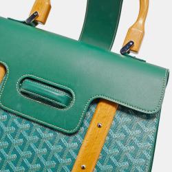 Pre Owned Goyard Green Goyardine Coated Canvas and Leather Saigon MM Top Handle Bag