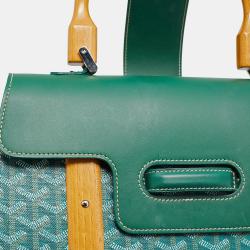 Pre Owned Goyard Green Goyardine Coated Canvas and Leather Saigon MM Top Handle Bag