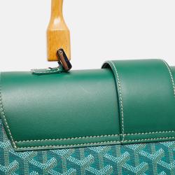 Pre Owned Goyard Green Goyardine Coated Canvas and Leather Saigon MM Top Handle Bag