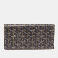 Pre Owned Goyard Black/Brown Goyardine Coated Canvas Richelieu Wallet