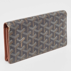 Pre Owned Goyard Black/Brown Goyardine Coated Canvas Richelieu Wallet