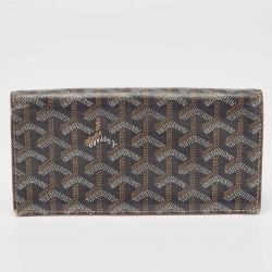 Pre Owned Goyard Black/Brown Goyardine Coated Canvas Richelieu Wallet