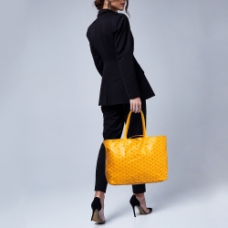 Pre Owned Goyard Mustard Goyardine Coated Canvas and Leather Saint Louis PM Tote