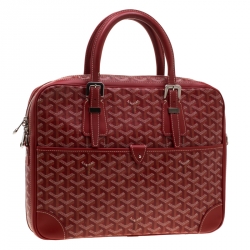 Goyard Red Coated Canvas and Leather Trim Diplomat Briefcase