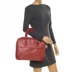 Goyard Red Coated Canvas and Leather Trim Diplomat Briefcase
