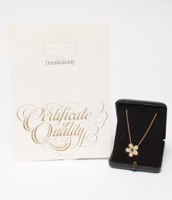 Graff 18K Yellow Gold Diamond Emerald Flower Motif Necklace
