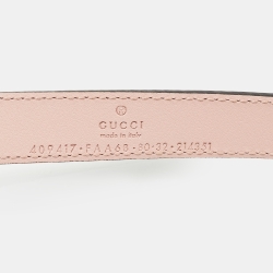 Pre Owned Gucci Pink/White GG Supreme Canvas and Leather GG Marmont Slim Belt 80CM