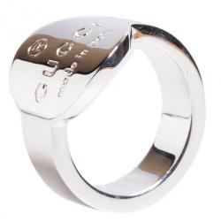 Pre Owned Gucci Round Logo Ring Size 52