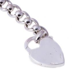 Pre Owned Gucci Silver Heart Lock Bracelet