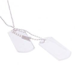 Pre Owned Gucci Silver Two Pendant Tag Necklace