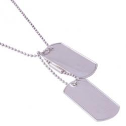 Pre Owned Gucci Silver Two Pendant Tag Necklace