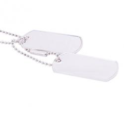 Pre Owned Gucci Silver Two Pendant Tag Necklace