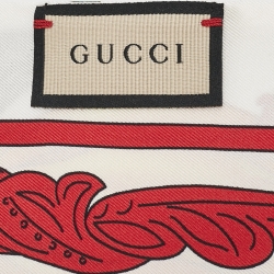 Pre Owned Gucci White Flora Ponty Printed Silk Maxi Bandeau Scarf