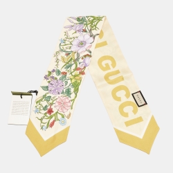 Pre Owned Gucci Multicolor Flora Printed Silk Maxi Bandeau Scarf