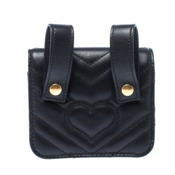 Pre Owned Gucci Black GG Marmont Matelasse Leather Animal Stud Belt Accessory