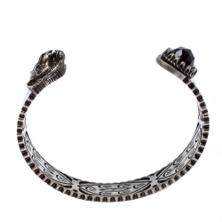 Pre Owned سوار غوتشي مفتوح فضة ايناميل أيقونة قلب Garden Feline