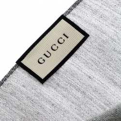 Pre Owned وشاح غوتشي صوف جاكار غوتشيسيما و حرير رصاصي 