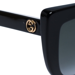 Pre Owned Gucci Black Semi Gradient GG0164S Cat Eye Sunglasses