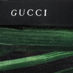 مملوكة مسبقًا Gucci Black Vanily Iris Print Fringed Silk Georgette Scarf