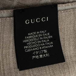Pre Owned وشاح غوتشي بشراشيب مزيج صوف و حرير كريمي و بيج 