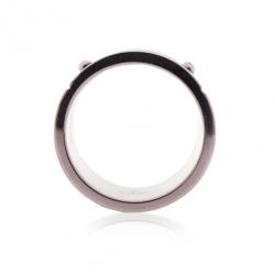 Pre Owned Gucci Silver Band Cutout Ring Size 53