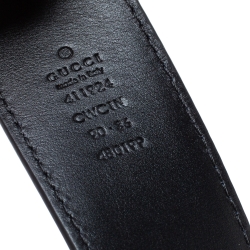 Pre Owned Gucci Black Guccissima Leather Interlocking G Buckle Belt 90CM