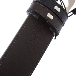 مملوكة مسبقًا Gucci Black/Brown Guccissima Leather Interlocking G Buckle Belt 85CM