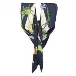 Pre Owned Gucci Black and Yellow Floral Silk Square Scarf