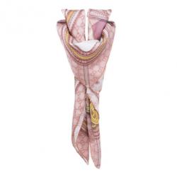 Pre Owned وشاح غوتشي طباعة شراشيب وردي GG حرير مربع