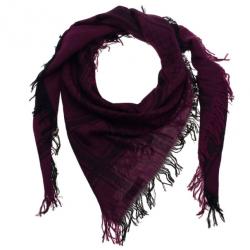 Pre Owned Gucci Purple Printed Wool and Silk Scarf