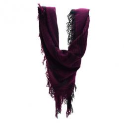 Pre Owned Gucci Purple Printed Wool and Silk Scarf