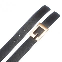 مملوكة مسبقًا حزام غوتشي أبزيم حرف G جلد أسود 75 سم