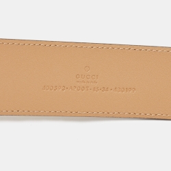Pre Owned Gucci Beige Leather GG Marmont Buckle Belt 85CM