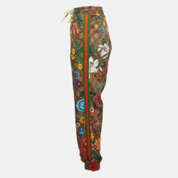 Pre Owned Gucci Multicolor Logo & Floral Print Jersey Sweatpants M
