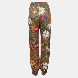 Pre Owned Gucci Multicolor Logo & Floral Print Jersey Sweatpants M