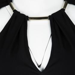 Gucci Black Knit Metal Embellished Cutout Detail Belted Dress S