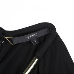 Gucci Black Knit Metal Embellished Cutout Detail Belted Dress S