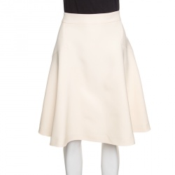 Gucci Cream Wool and Silk High Waist A-Line Skirt L