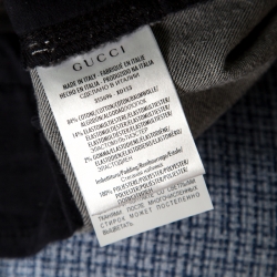 Pre Owned Gucci Dark Grey Faded Effect Denim Distressed Zip Detail Skinny Biker Jeans M