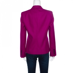 Gucci Magenta Pink Wool and Cashmere Tailored Single Button Blazer M