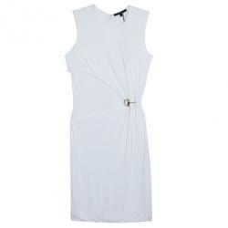 Pre Owned Gucci White Gathered Crewneck Dress L