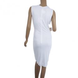 Pre Owned Gucci White Gathered Crewneck Dress L