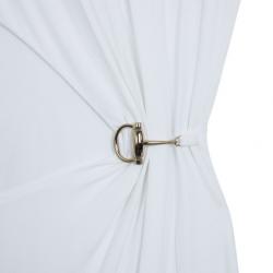 Pre Owned Gucci White Gathered Crewneck Dress L