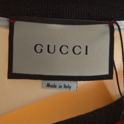 Gucci Cream Stretch Knit Webstripe Detail V Neck Shift Dress L