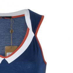 مملوكة مسبقًا Gucci Navy Contrast Trim Sleeveless Top XS