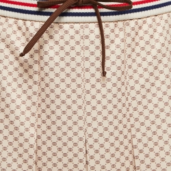Gucci Beige GG Monogram Jersey Pleated Maxi Skirt L